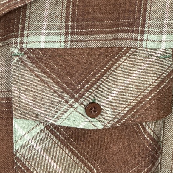 WEIV -Green and Brown button up flannel top - Picture 4 of 6